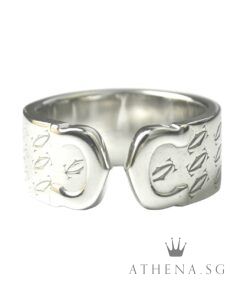 18K CARTIER DOUBLE C MOTIF MONOGRAM RING 10.60G [SIZE 49] [NETT $2,480.00]