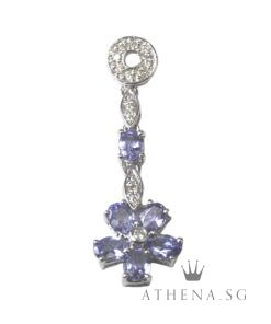18K WG BLUE SAPPHIRE DIAMOND PENDANT D11-0.13CTS 1.69G [NETT $498.00]