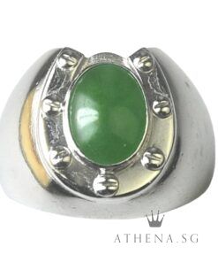 PT900 UNIQUE DESIGN DIAMOND JADE RING D9-0.25CTS 14.97G (SIZE 15.5) [NETT $1,888.00]