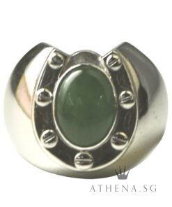 Alternative view of PT900 UNIQUE DESIGN DIAMOND JADE RING D9-0.25CTS 14.97G (SIZE 15.5) [NETT $1,888.00]