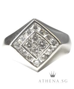 18K W/G DIAMOND RING D16-0.64CTS 6.94G (SIZE 18) [NETT $1,588.00]