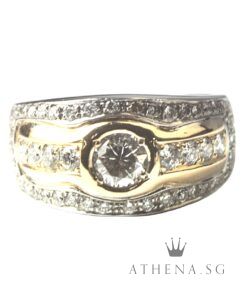 18K TWO TONE DIAMOND RING D1-0.55CTS D56-1.00CTS 14.03G (SIZE 19) [NETT $3,588.00]