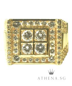 20K YG DIAMOND RING D4-0.80CTS D66-1.20CTS 15.69G (SIZE 17) [NETT $3,688.00]