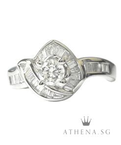 18K WG DIAMOND RING D1-0.30CTS TD34-0.40CTS 3.47G (SIZE 12) [NETT $1,688.00]