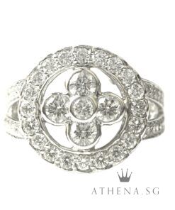 18K WG FLOWER DESIGN DIAMOND RING D50-1.28CTS 7.03G (SIZE 12) [NETT $1,588.00]