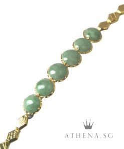 Alternative view of 20K YG JADE BRACELET 9.14G (LENGTH 15.5CM) [NETT $2,188.00]