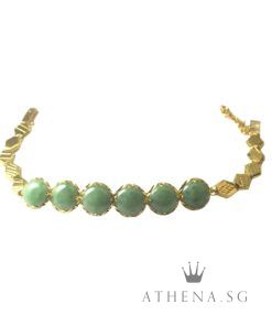 20K YG JADE BRACELET 9.14G (LENGTH 15.5CM) [NETT $2,188.00]