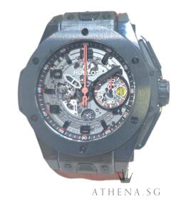 HUBLOT BIG BANG FERRARI ALL BLACK CERAMIC 45 "SKELETON DIAL" LIMITED EDITION 1000 PCS WITH BOX & CERT DATED 09/2013 401.CX.0123.VR