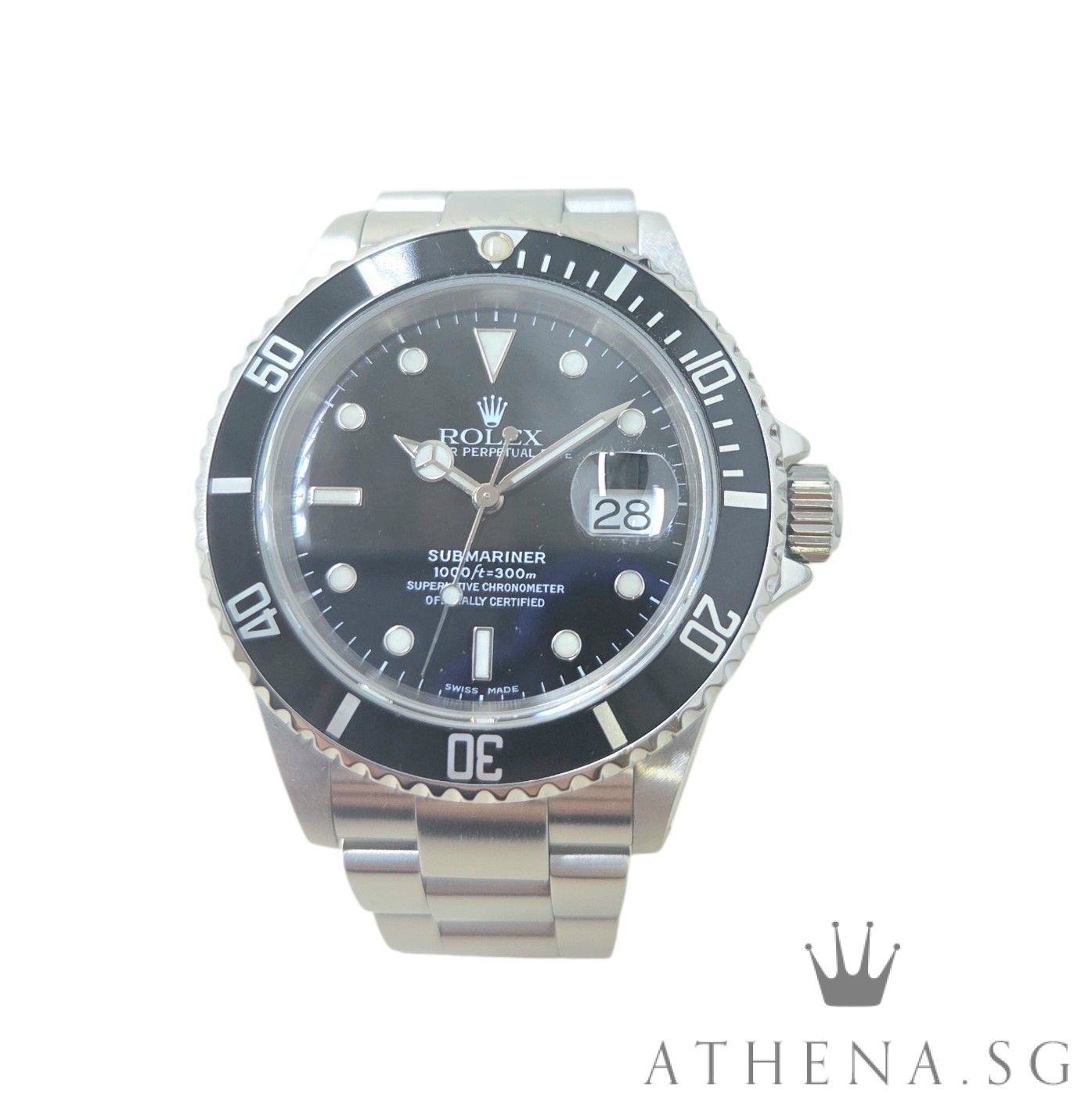 ROLEX OYSTER PERPETUAL SUBMARINER DATE "P" SERIES "BLACK SWISS DIAL" WATCH ONLY 16610