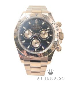 18K EVEROSE GOLD ROLEX OYSTER PERPETUAL COSMOGRAPH DAYTONA "AN" SERIES "BLACK DIAL" WITH BOX & CERT DATED (01/2019) 116505