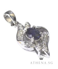 Alternative view of 18K WG BLUE SAPPHIRE DIAMOND PENDANT D14-0.10CTS 1.58G [NETT $558.00]