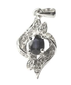 18K WG BLUE SAPPHIRE DIAMOND PENDANT D14-0.10CTS 1.58G [NETT $558.00]