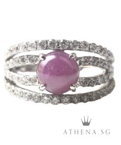 18K W/G RUBY WITH DIAMOND RING D64-1.28CTS 6.92G (SIZE 13) [NETT $1,488.00]