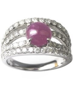 Alternative view of 18K W/G RUBY WITH DIAMOND RING D64-1.28CTS 6.92G (SIZE 13) [NETT $1,488.00]