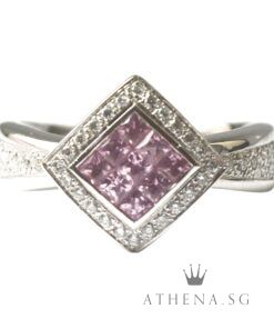 18K WG PINK SAPPHIRE RING WITH DIAMOND D38-0.38CTS 7.60G (SIZE 18) [NETT $1,588.00]