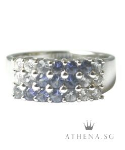 18KW BLUE SAPPHIRE WITH DIAMOND RING D6-0.30CTS 5.99G (SIZE 12) [NETT $1,188.00]