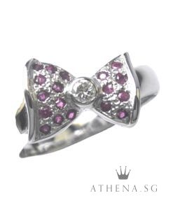 Alternative view of 18K WG RIBBON RUBY RING WITH DIAMOND D1-0.05CTS 4.40G (SIZE 13) [NETT $888.00]