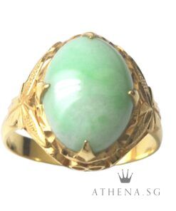 Alternative view of 20K YG JADE RING 5.42G (SIZE 15.5) [NETT $1,198.00]