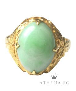20K YG JADE RING 5.42G (SIZE 15.5) [NETT $1,198.00]