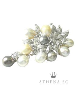 Alternative view of 18K WG PEARL WITH DIAMOND BROOCH D55-0.50CTS 27.03G [NETT $2,588.00]