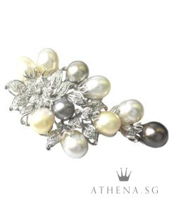 18K WG PEARL WITH DIAMOND BROOCH D55-0.50CTS 27.03G [NETT $2,588.00]