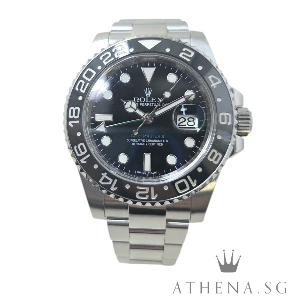 ROLEX OYSTER PERPETUAL DATE GMT MASTER II 40MM CERAMIC "AN" SERIES WITH BOX & CERT DATED (09/2012) 116710LN