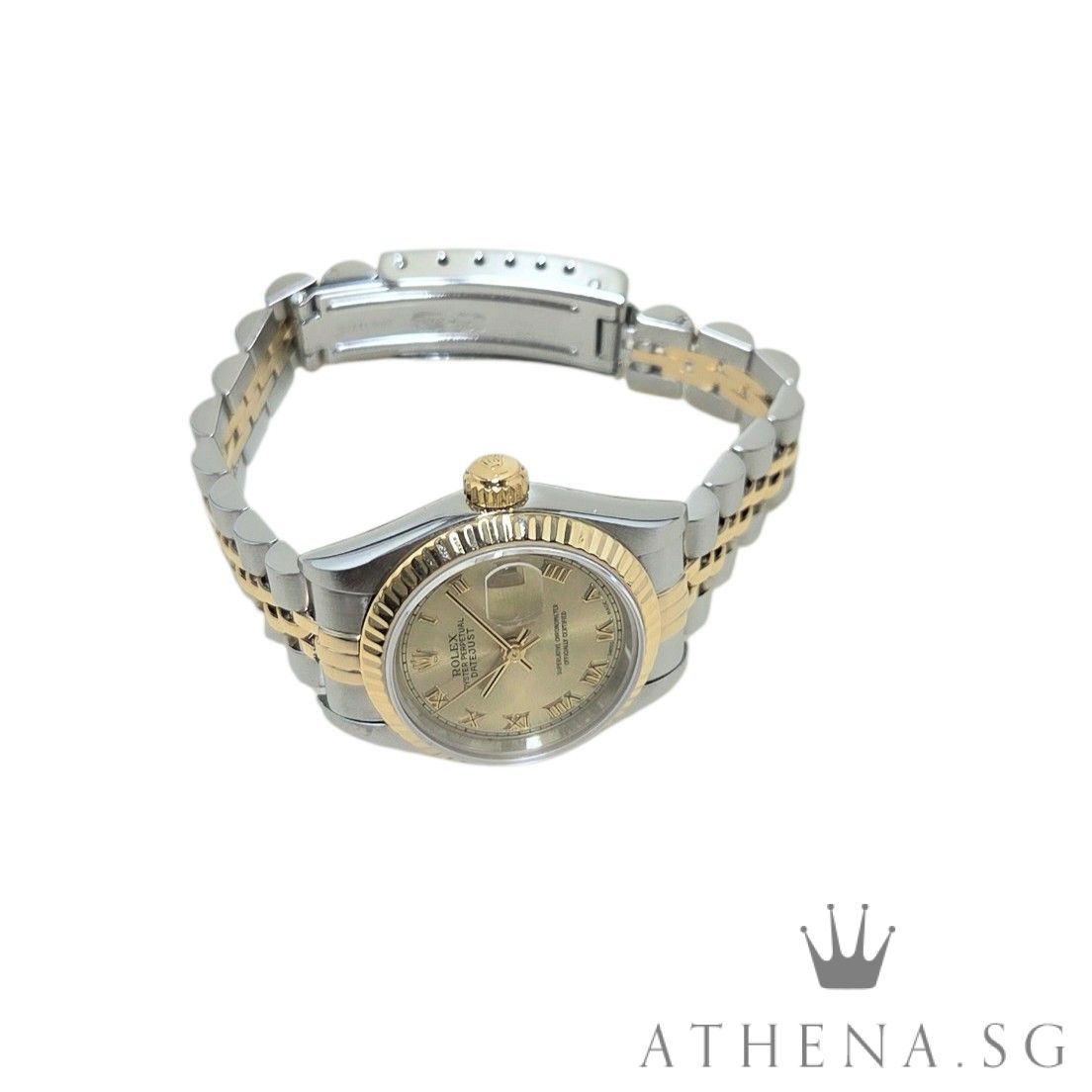 ROLEX 18K HALF YELLOW GOLD OYSTER PERPETUAL LADIES DATEJUST 26MM "T" SERIES "CHAMPAGNE ROMAN DIAL" (WATCH ONLY) 69173 - Image 2