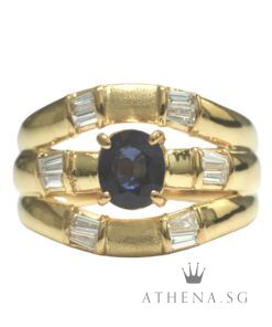 18K YG BLUE SAPPHIRE RING WITH DIAMOND TD12-0.50CTS 7.69G (SIZE 11) [NETT $1,998.00]