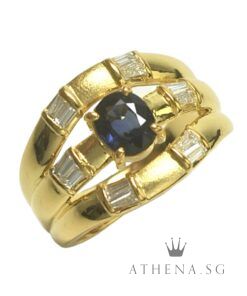 Alternative view of 18K YG BLUE SAPPHIRE RING WITH DIAMOND TD12-0.50CTS 7.69G (SIZE 11) [NETT $1,998.00]