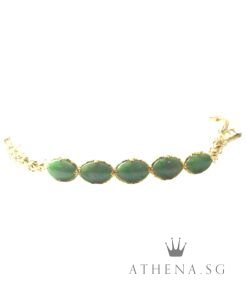 20K YG OVAL DESIGN JADE BRACELET 10.13G (LENGTH 14CM) [NETT $1,988.00]