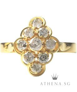 18K YG ANTIQUE DESIGN DIAMOND RING D9-1.10CTS 2.44G [SIZE 17] [NETT $598.00]