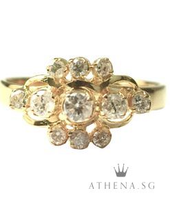 18K YG ANTIQUE DESIGN DIAMOND RING D11-0.30CTS 3.50G [SIZE 15] [NETT $798.00]