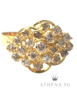 18K YG ANTIQUE DESIGN DIAMOND RING D21-0.65CTS 2.72G [SIZE 17.5] [NETT $798.00]