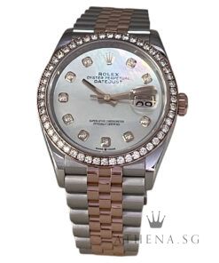 ROLEX EVEROSE ROLESOR OYSTER PERPETUAL DATEJUST 36 "AN" SERIES "MOP DIAMOND DIAL" WITH BOX & CERT DATED (04/2021) (STILL UNDER AGENT WARRANTY) 126281RBR