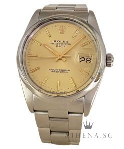 ROLEX OYSTER PERPETUAL DATE 34MM "CHAMPAGNE INDEX DIAL" WITH BOX & CERT DATED (03/1987) 15000