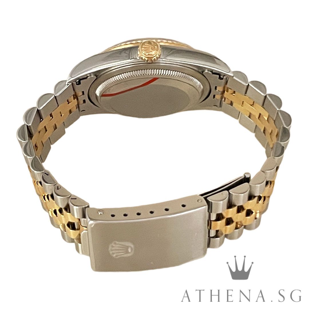 ROLEX 18K HALF YELLOW GOLD OYSTER PERPETUAL DATEJUST 36 "P" SERIES "BLUE INDEX DIAL" WITH SVC CERT DATED (10/2025) 16233 - Image 3
