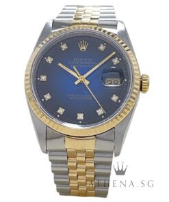 ROLEX 18K HALF YELLOW GOLD OYSTER PERPETUAL DATEJUST 36 "X" SERIES "BLUE VIGNETTE DIAMOND DIAL" (WATCH ONLY) 16233