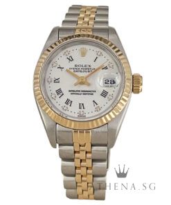 ROLEX 18K HALF YELLOW GOLD OYSTER PERPETUAL LADIES DATEJUST 26 "T" SERIES "WHITE ROMAN DIAMOND DIAL" (WATCH ONLY) 69173