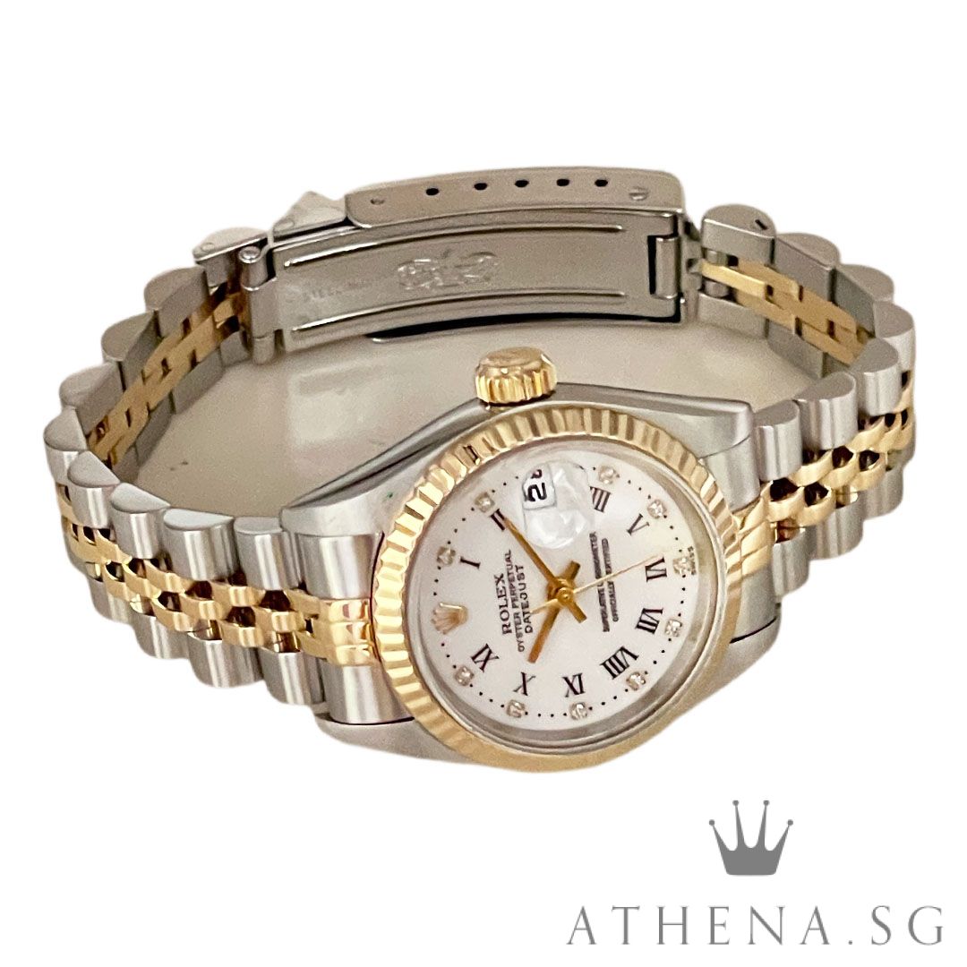 ROLEX 18K HALF YELLOW GOLD OYSTER PERPETUAL LADIES DATEJUST 26 "T" SERIES "WHITE ROMAN DIAMOND DIAL" (WATCH ONLY) 69173 - Image 2