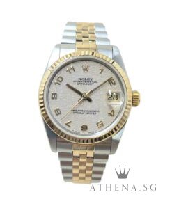 ROLEX 18K HALF YELLOW GOLD OYSTER PERPETUAL MID SIZE DATEJUST 31MM “L” SERIES “CREAM COMPUTER NUMERAL DIAL” 68273 (WATCH ONLY)