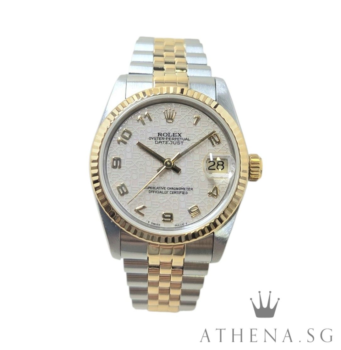 ROLEX 18K HALF YELLOW GOLD OYSTER PERPETUAL MID SIZE DATEJUST 31MM “L” SERIES “CREAM COMPUTER NUMERAL DIAL” 68273 (WATCH ONLY)