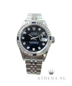 ROLEX LADIES OYSTER PERPETUAL DATEJUST "N" SERIES "BLACK DIAMOND DIAL" WITH CUSTOMISED DIAMOND BEZEL 69174 (WATCH ONLY)