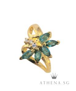 18K YELLOW GOLD EMERALD DIAMOND RING D3-0.06CTS 3.18G (SIZE 14.5) [NETT $698.00]