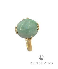 20K YELLOW GOLD JADE RING 3.87G (SIZE 16) [NETT $758.00]