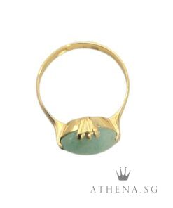 Alternative view of 20K YELLOW GOLD JADE RING 3.87G (SIZE 16) [NETT $758.00]