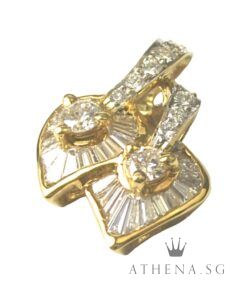 Alternative view of 20K YG DOUBLE HEART SHAPE DESIGN DIAMOND PENDANT D12-0.40CTS TD27-0.54CTS 3.17G [NETT $1,288.00]