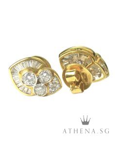 Alternative view of 20K YG FANCY DESIGN DIAMOND EARSTUD D14-0.80CTS TD30-0.50CTS 5.56G [NETT $1,688.00]