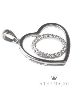 Alternative view of 18K WG HEART SHAPE DESIGN DIAMOND PENDANT D22-0.11CTS 1.79G [NETT $598.00]