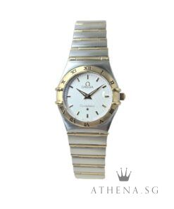 OMEGA HALF YELLOW GOLD CONSTELLATION LADIES "SILVER DIAL" QUARTZ 25.5MM WITH CERT DATED (01/2005) 1272.30.00
