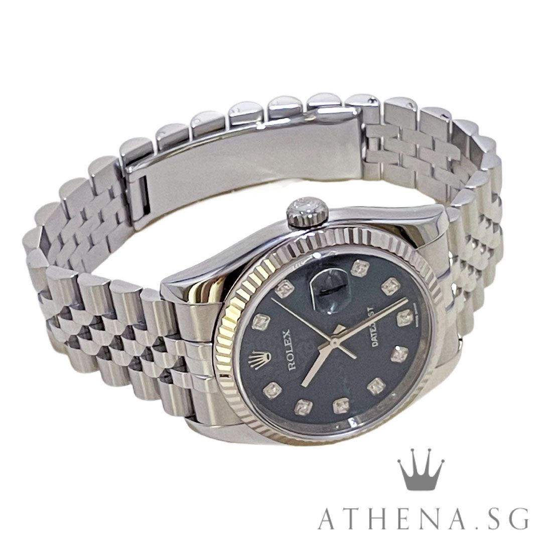 ROLEX OYSTER PERPETUAL DATEJUST 36 "V" SERIES "DARK BLUE JUBILEE DIAMOND DIAL" WITH BOX & CERT DATED (02/2010) 116234 - Image 2